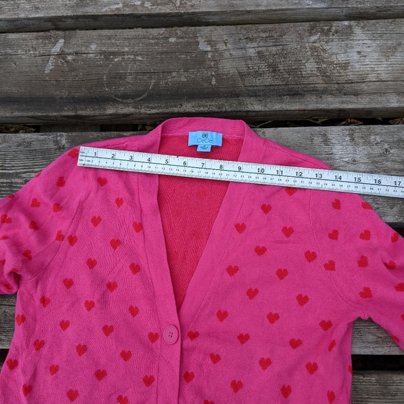 CeCe pink hearts button up cardigan sweater Jennifer's Body Barbie y2k style - Picture 7 of 9
